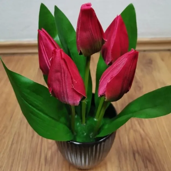 umjetni tulipani u tegli - slika 3