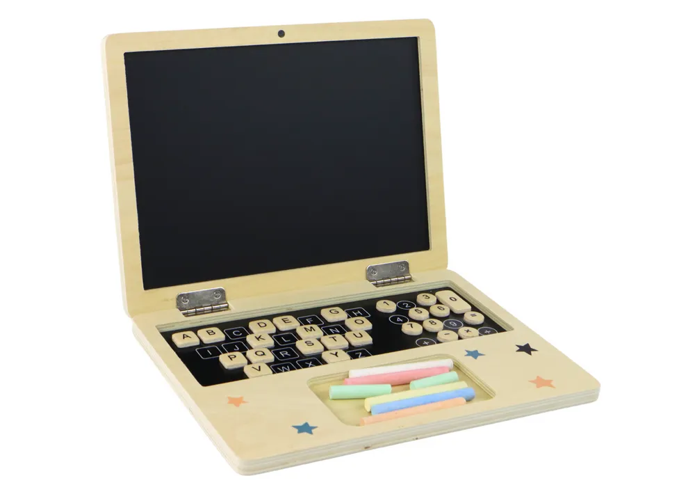 drveni laptop s brojevima i kredom - slika 3