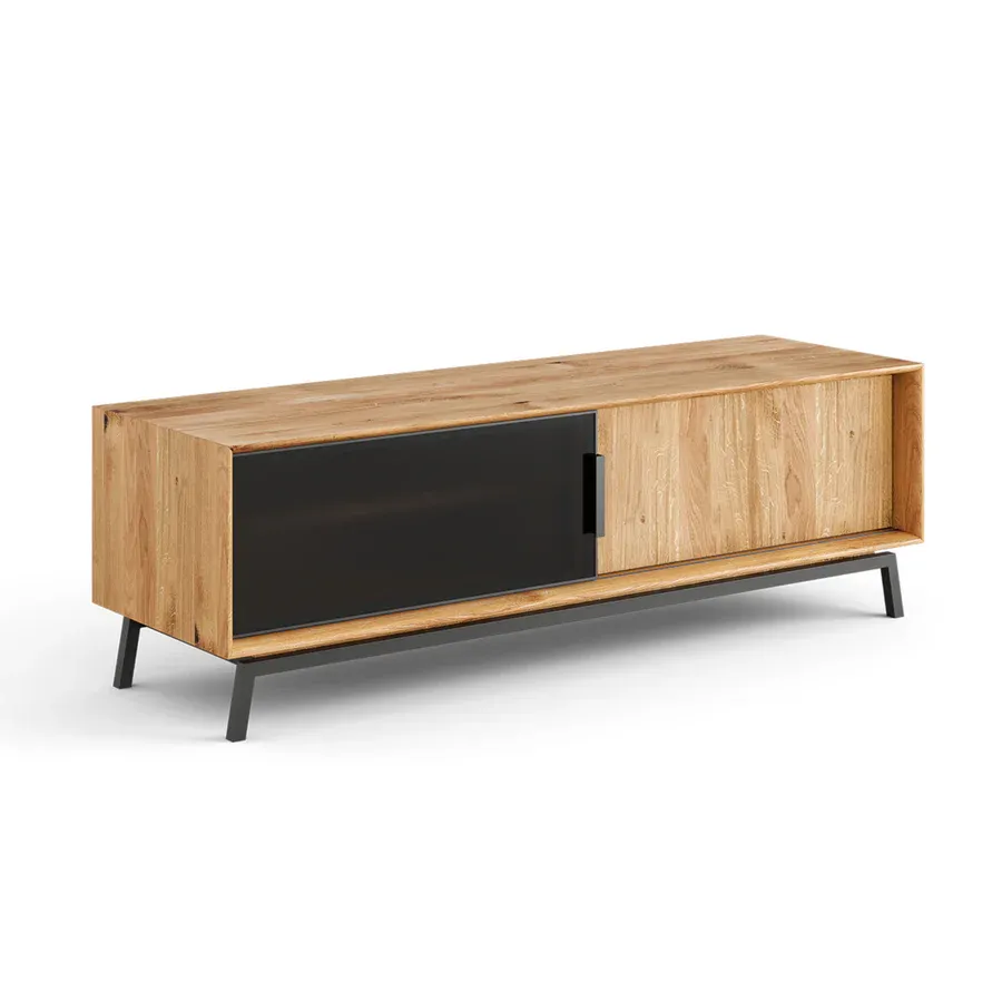 TV Komoda Modern Loft 200x50cm Sa Staklom,Materijal:Masivno Drvo Hrast - Čakovec