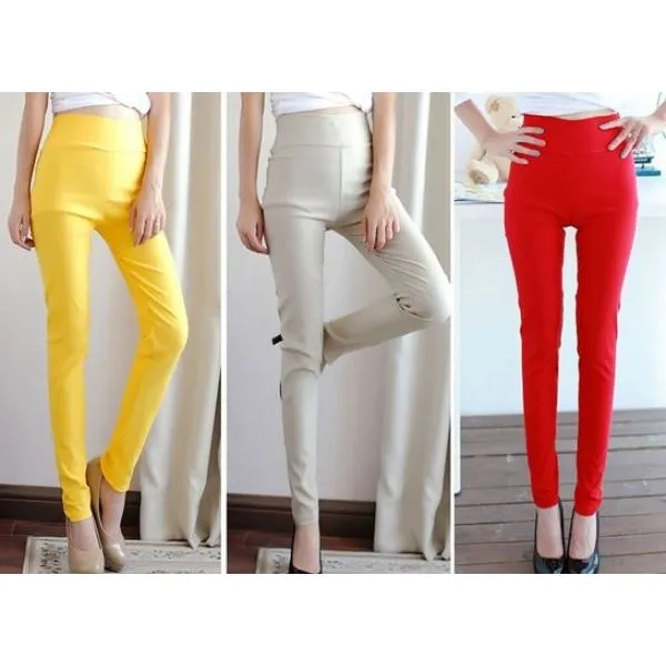 slim pamučne hlače visokog struka pencil pants - slika 4