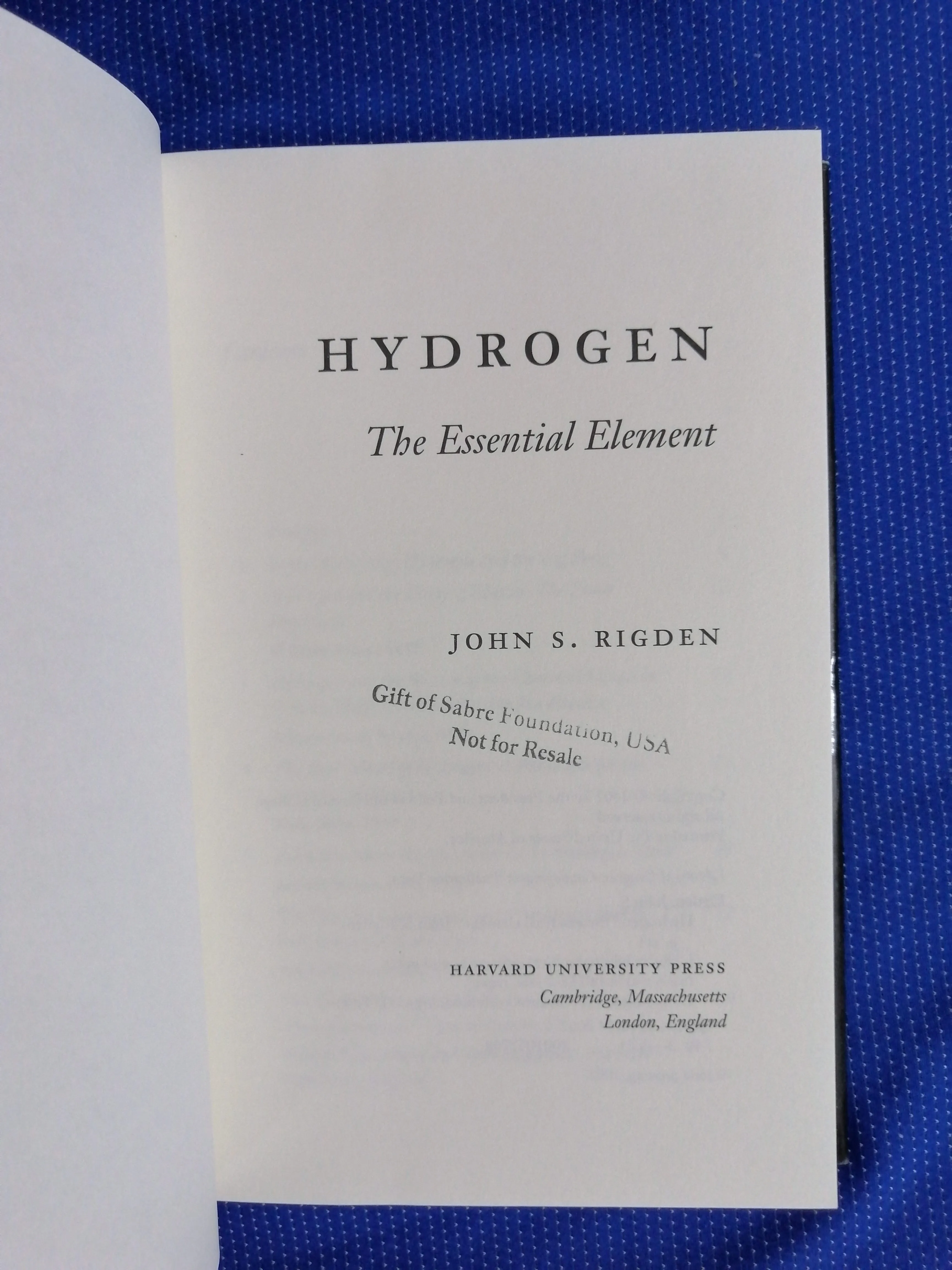 john s. rigden – hydrogen : the essential element - slika 2