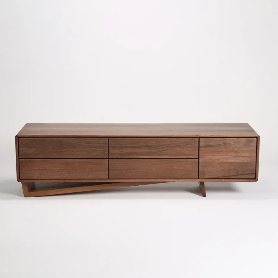 tv komoda linea 180x44.5cm, materijal: puno drvo orah - slika 2