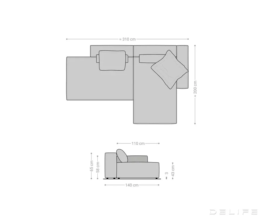 modularna garnitura freestyle 310x200cm, materijal: mikrofibra - slika 6