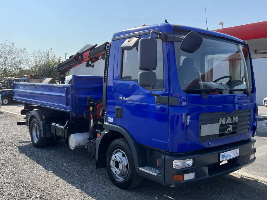 man tgl12.180 trostrani kiper s kranom, 2007 god. - slika 4