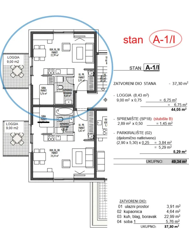 moderna luksuzna novogradnja na odličnoj lokaciji,pregrada ,1s+db 49,34 m2 - slika 13