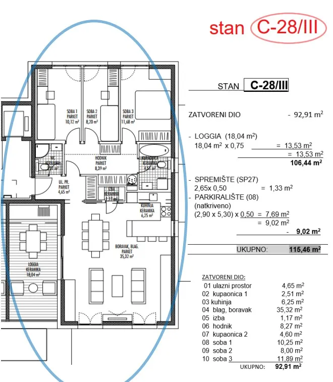 moderna luksuzna novogradnja na odličnoj lokaciji,pregrada ,3s+db 115,46 m2 - slika 22