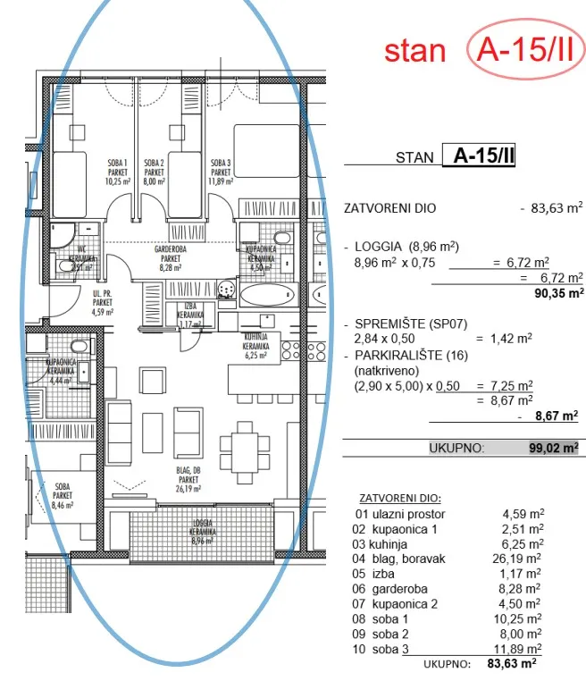 moderna luksuzna novogradnja na odličnoj lokaciji,pregrada ,3s+db 99,02 m2 - slika 22