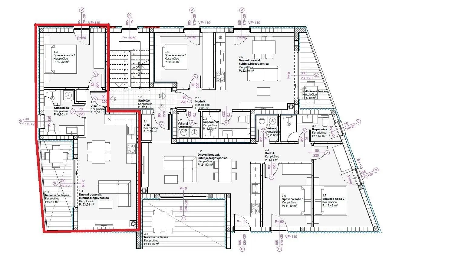 vodice - novogradnja, stanovi od 48,67 do 74.41 m2 - slika 15