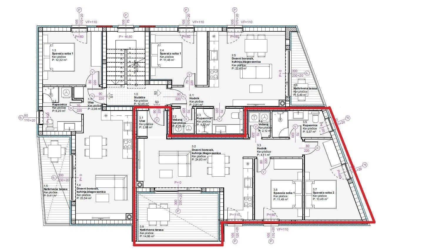vodice - novogradnja, stanovi od 48,67 do 74.41 m2 - slika 16