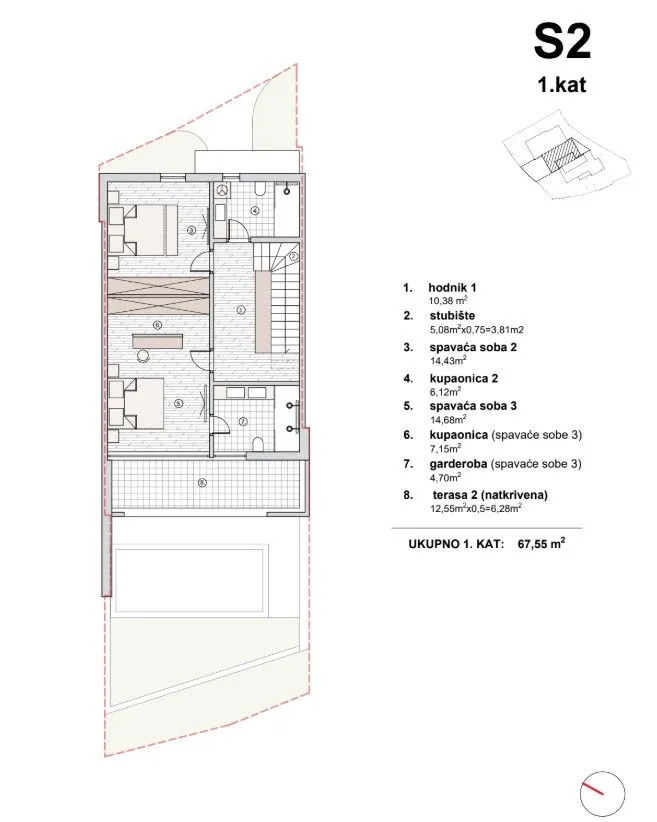 vodice - troetažni stan, bazen, pogled na more p = 193.67 m2 - slika 8