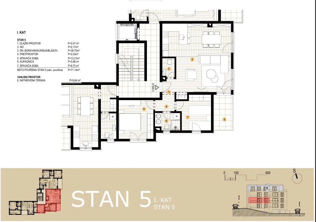 primošten - novogradnja, dvosoban stan, s5 p = 79,93 m² - slika 21