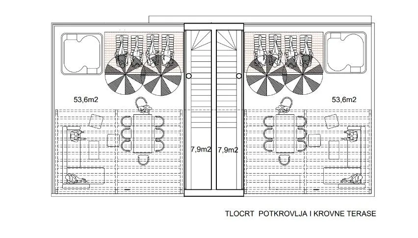 murter - novogradnja, lijevi dio dvojne kuće, krovna terasa - slika 18