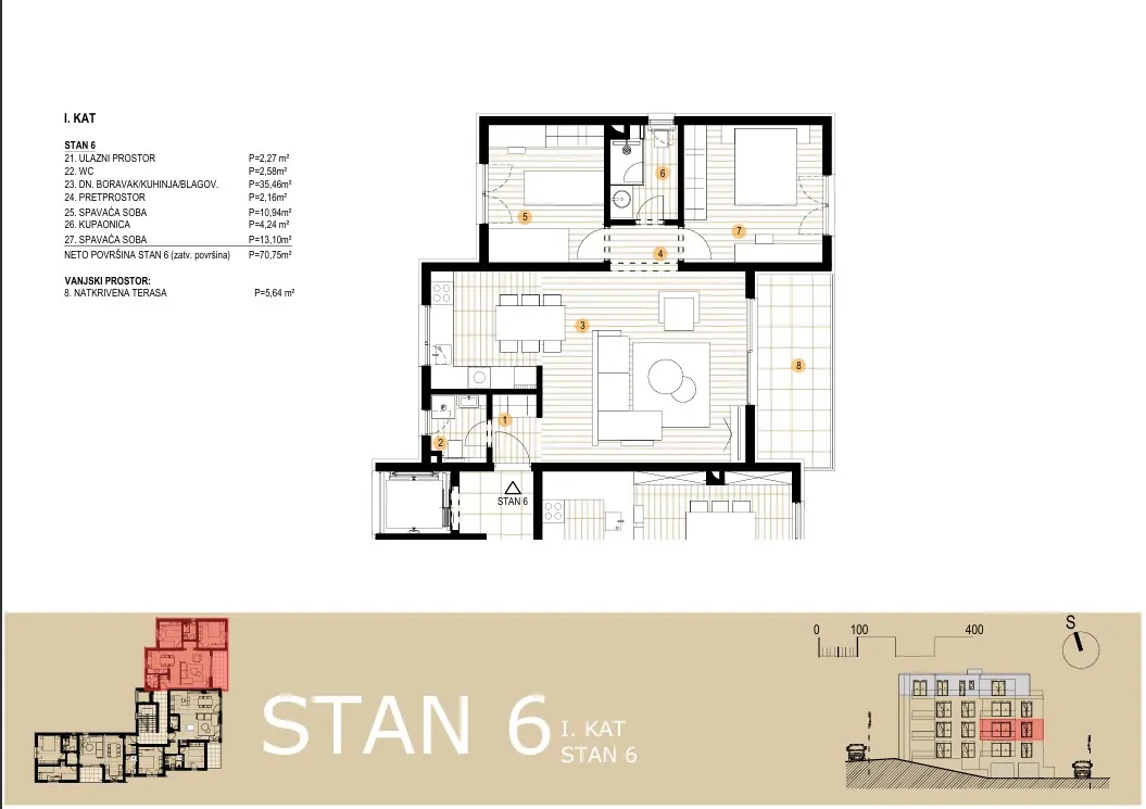 primošten - novogradnja, dvosobni stanovi od 74,66 m2 - 101,21 m2 - slika 24