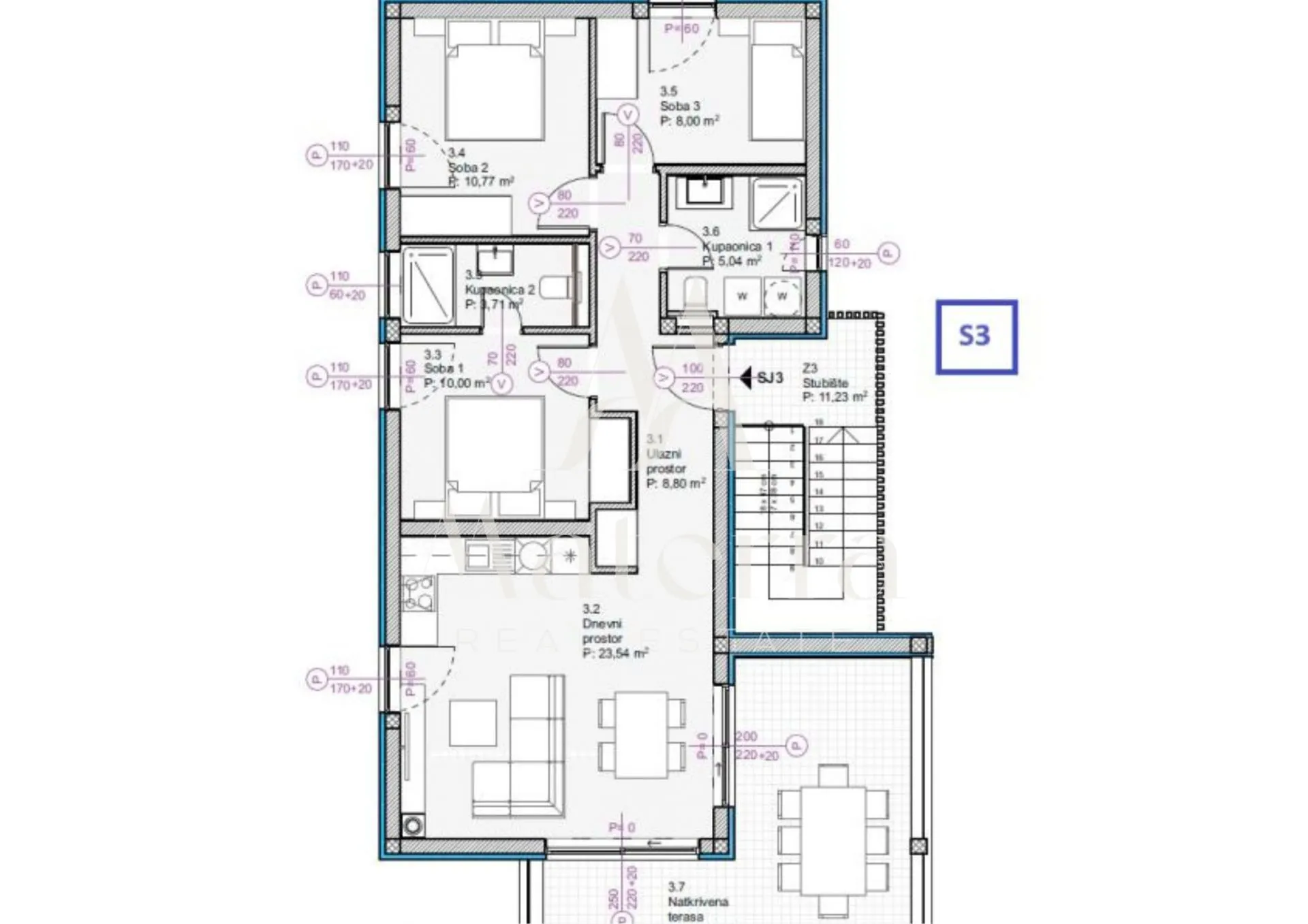 vodice/ 89,42 m2 trosobni stan u novogradnji - slika 13