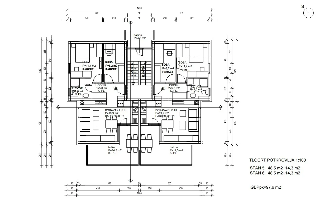 rogoznica - novogradnja, dvosobni stanovi p = 59.10 m2 - slika 10