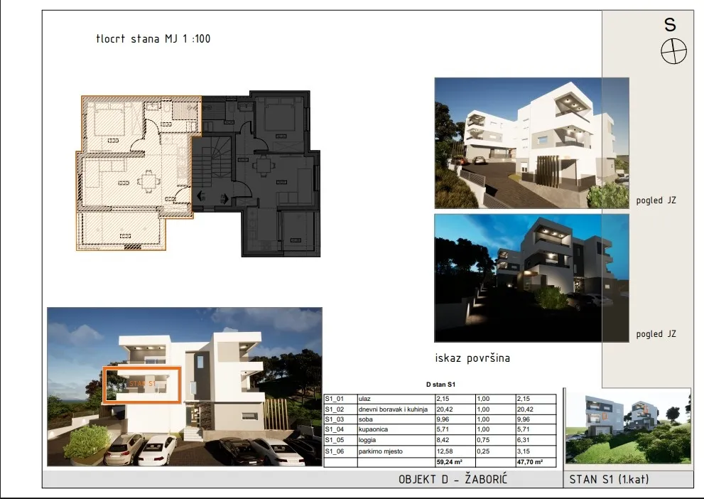 žaborić- novogradnja, stanovi od 41,82m2 - 52,17m2, - slika 8