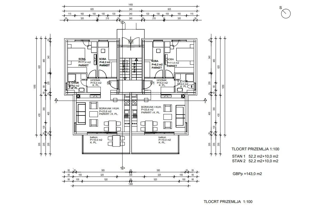 rogoznica - novogradnja, dvosobni stan s2-2 p = 59.10 m2 - slika 9