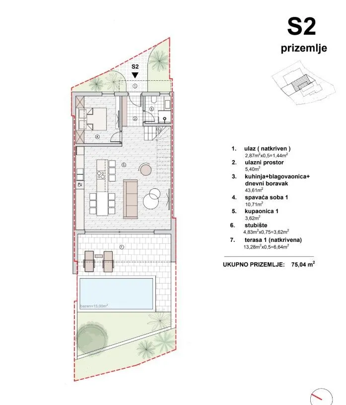 vodice - troetažni stan, bazen, pogled na more p = 193.67 m2 - slika 7