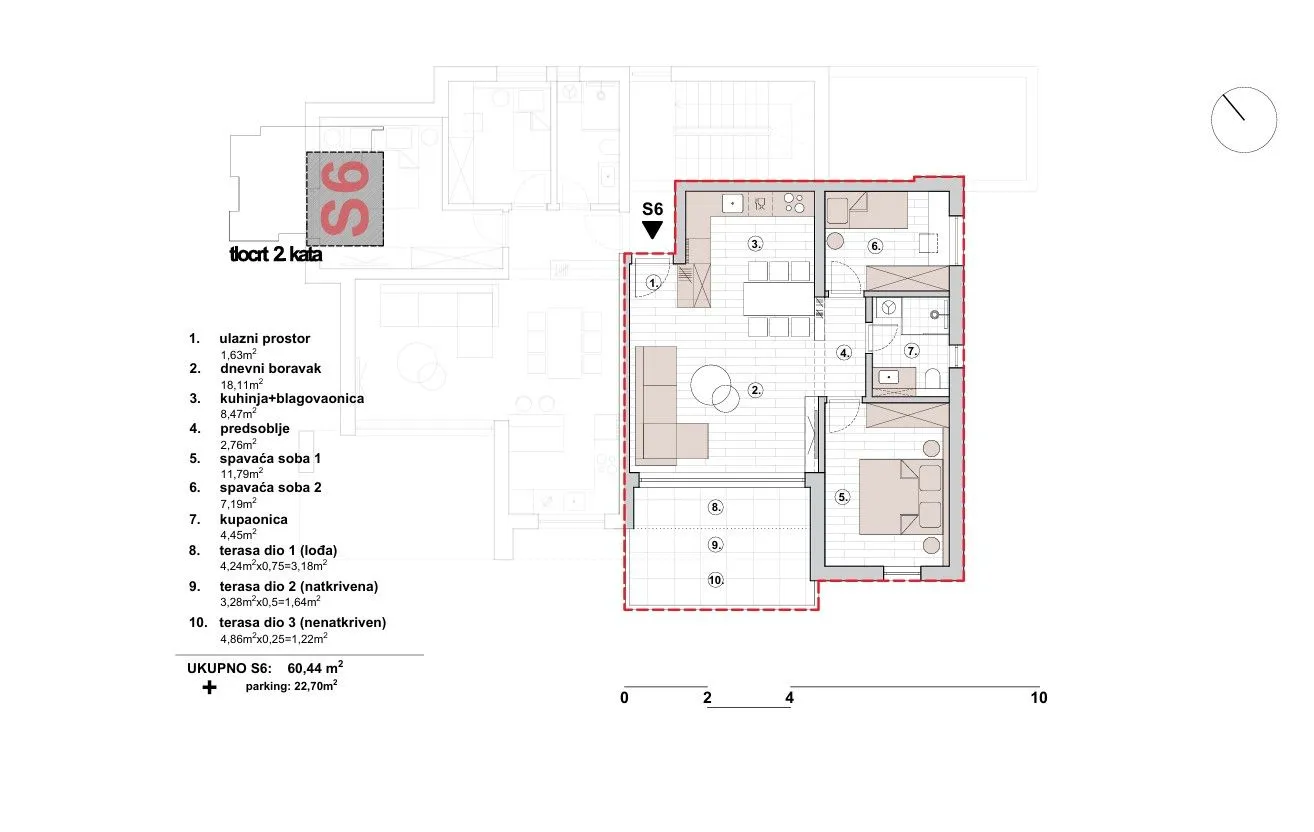 primošten, moderan stan na drugom katu (s6), površina 71,79 m² - slika 21