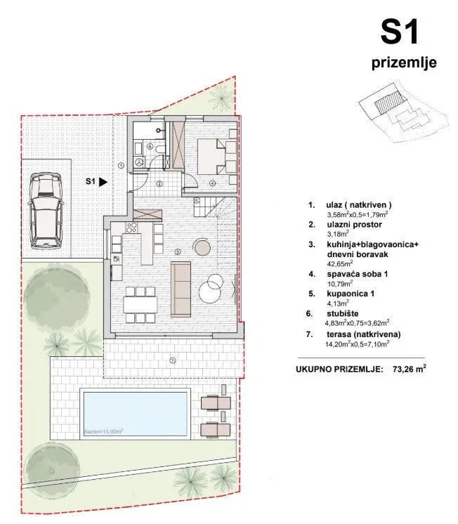vodice - dvoetažni stan, bazen, pogled na more p = 168 m2 - slika 7