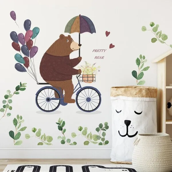 zidna naljepnica bear riding bicycle - slika 3