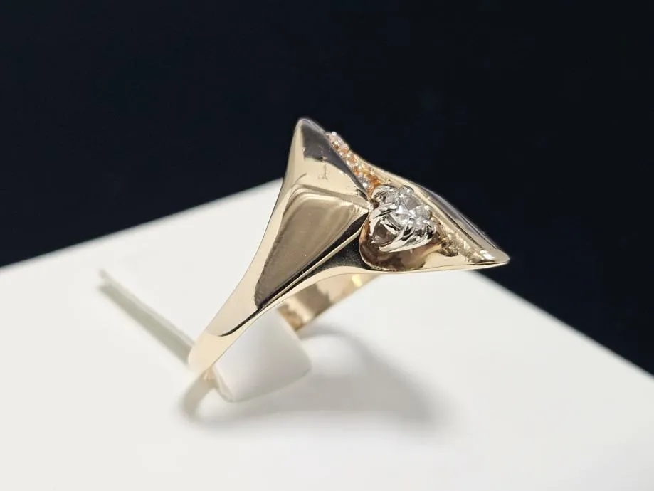 zlatni prsten s dijamantima 0.16ct 14k / r1, rate ! - slika 2