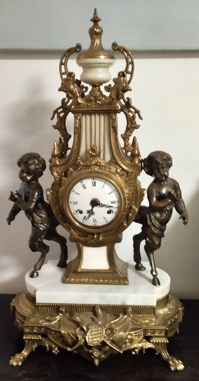 antique kaminski sat sa brončanim kerubinima - slika 7