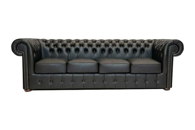 Chesterfield Garnitura Class Leather | 4-sjedišta | Shiny Black - Ježdovec, Zagreb