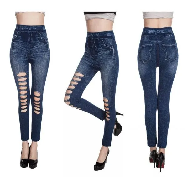 slimfit tajice traperice sa rupama - slika 5