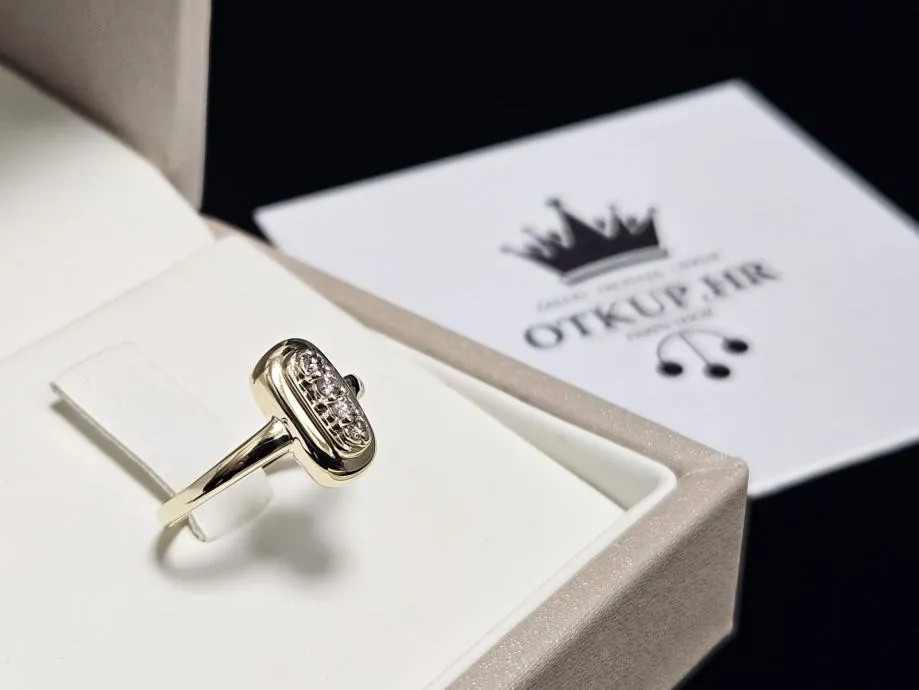 zlatni prsten s dijamantima 0.06ct 14k / r1, rate ! - slika 4