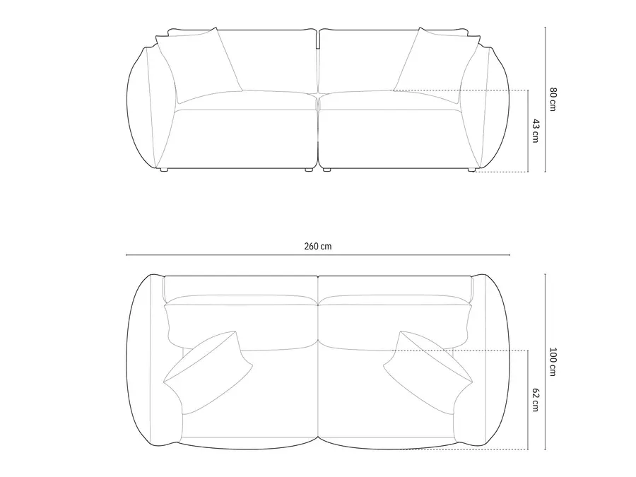 sofa chris 260x100cm, materijal: baršun - slika 4