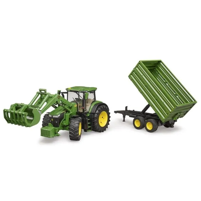 bruder john deere 7r 350 s prednjim utovarivačem i tandem kiper prikol - slika 5