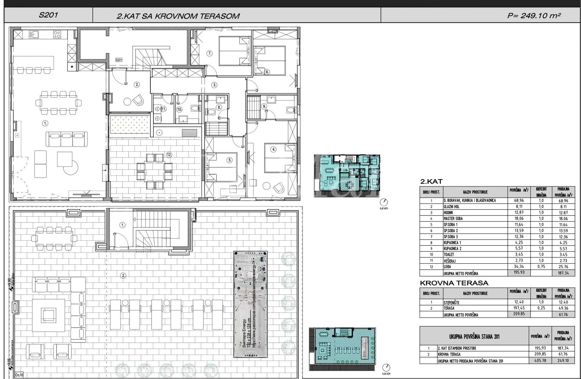 sukošan- luksuzni stanovi prvi red do mora - penthouse- 249,10 m2 - slika 11