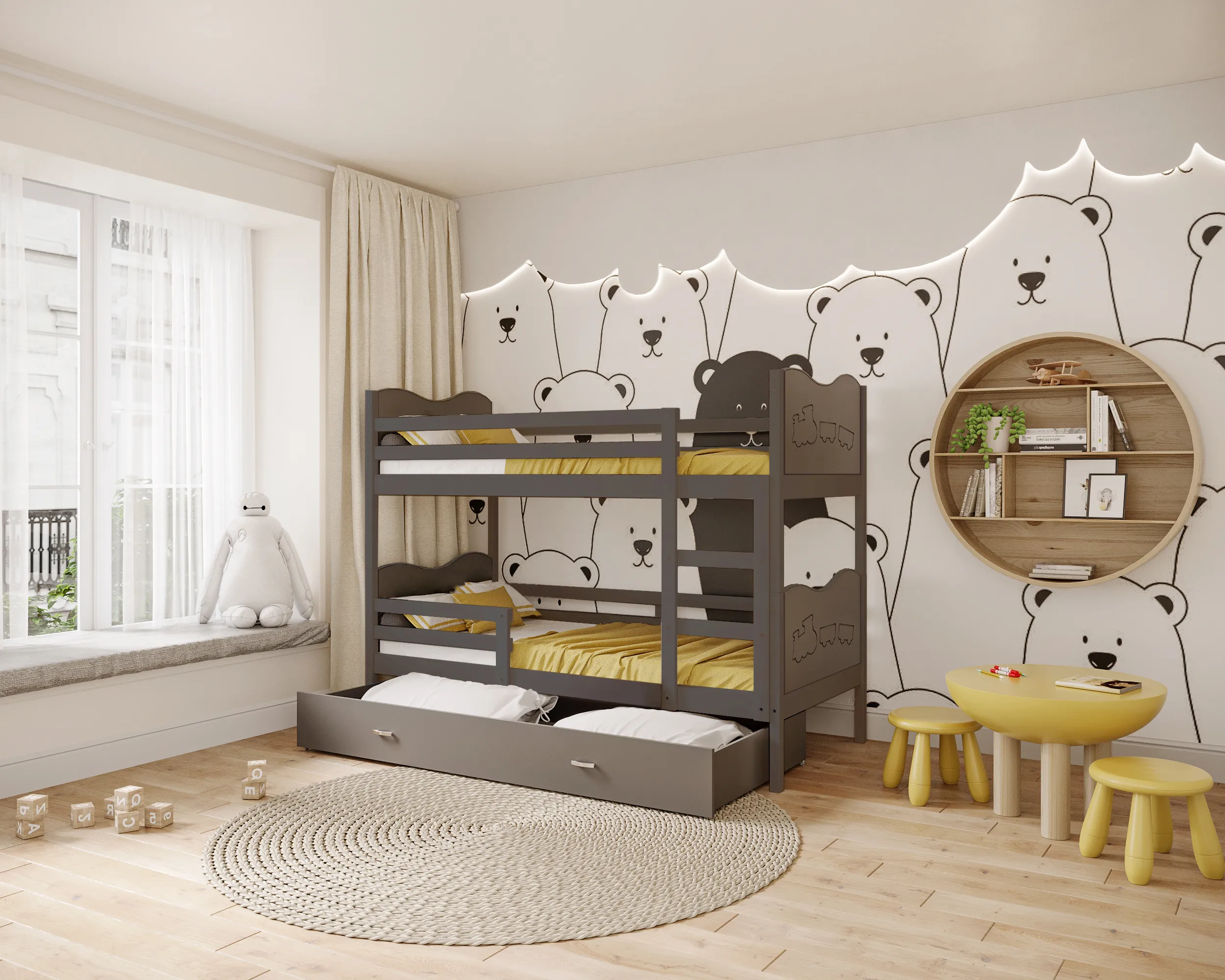 dječji krevet na kat s motivom vlaka 200×90 – dječje sobe - slika 2