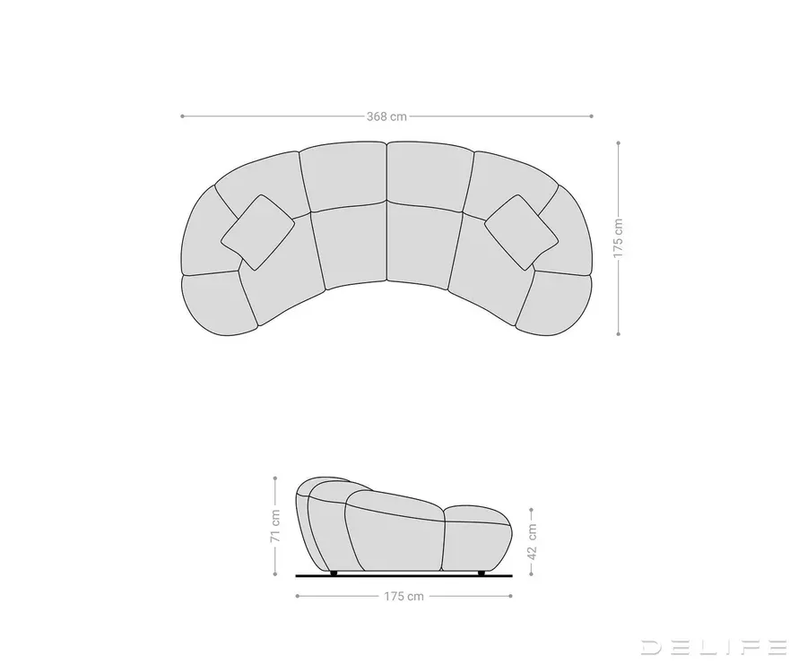 sofa lunna 368x175cm, materijal: strukturirana tkanina - slika 9