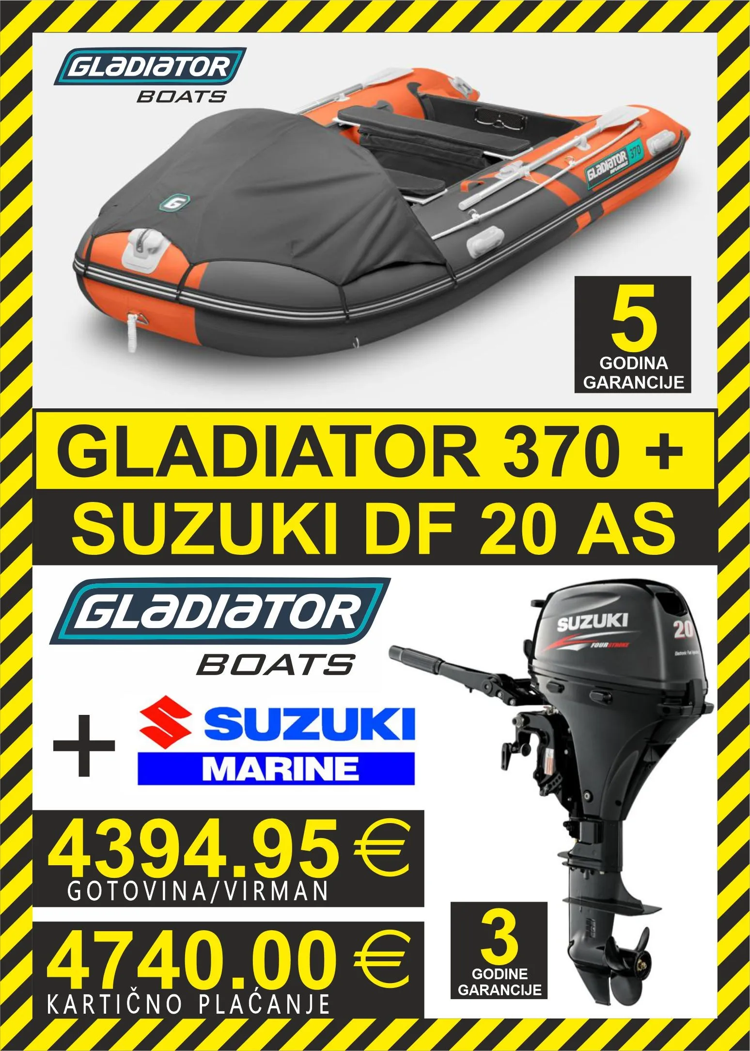 set gumenjak gladiator 370 + motori suzuki - slika 7