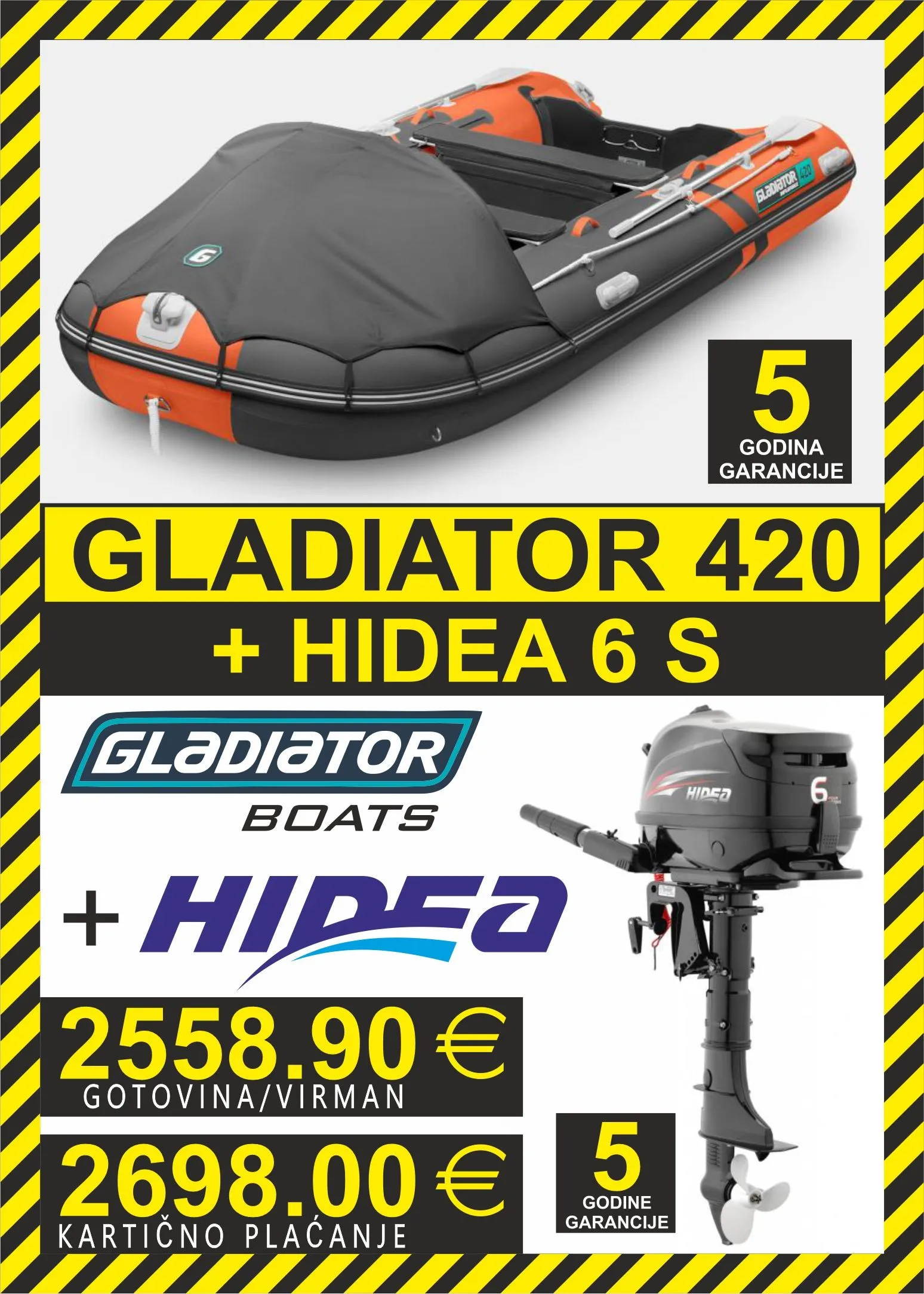 set gumenjak gladiator 420 + motori hidea - slika 3