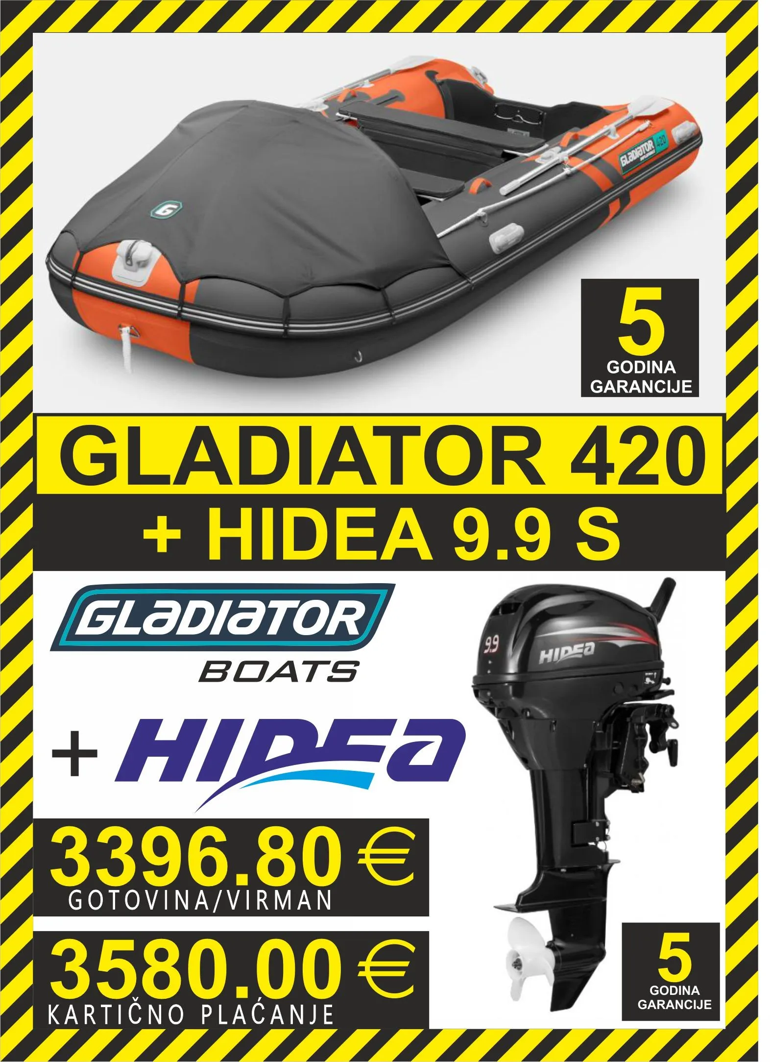set gumenjak gladiator 420 + motori hidea - slika 8