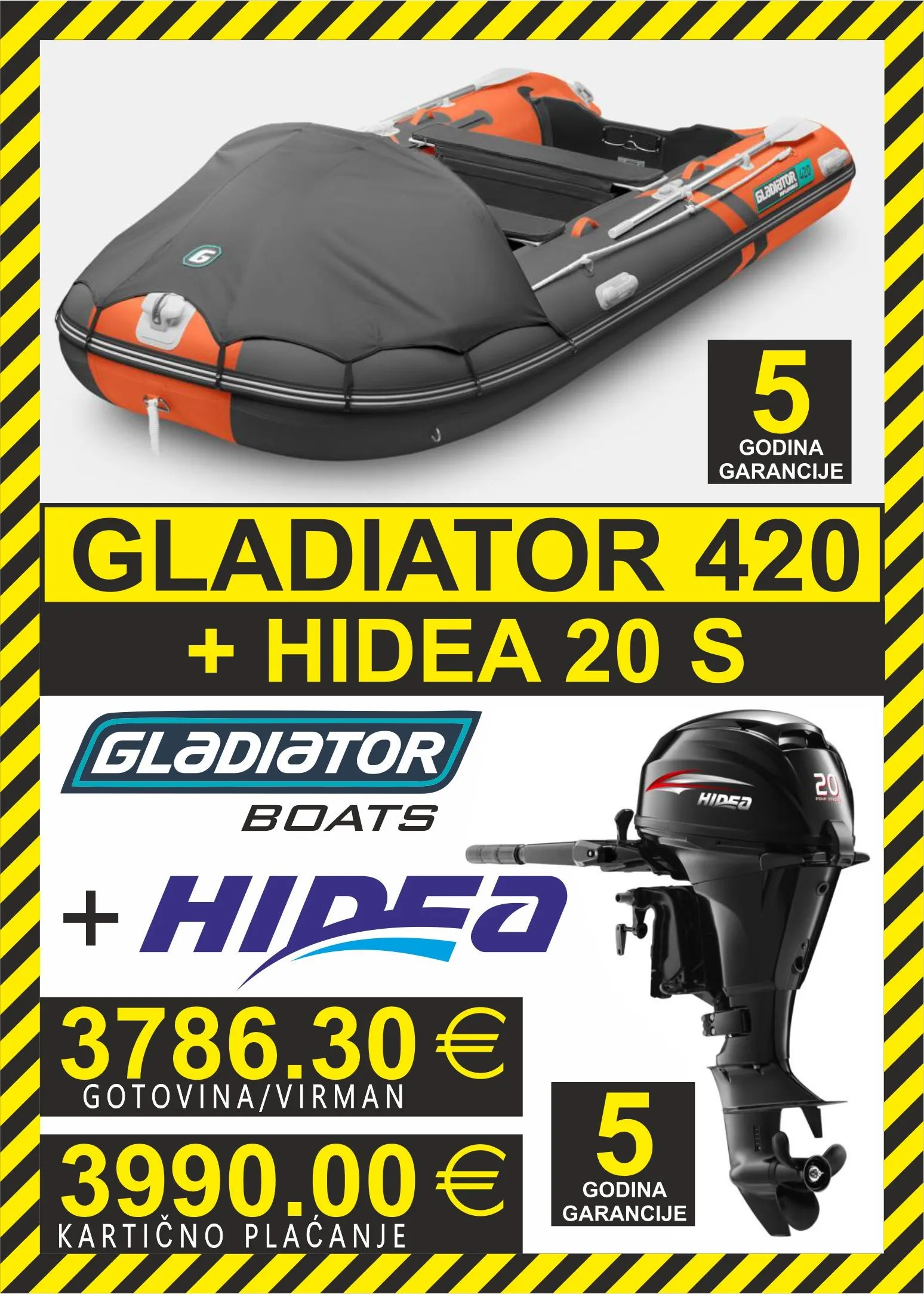set gumenjak gladiator 420 + motori hidea - slika 12