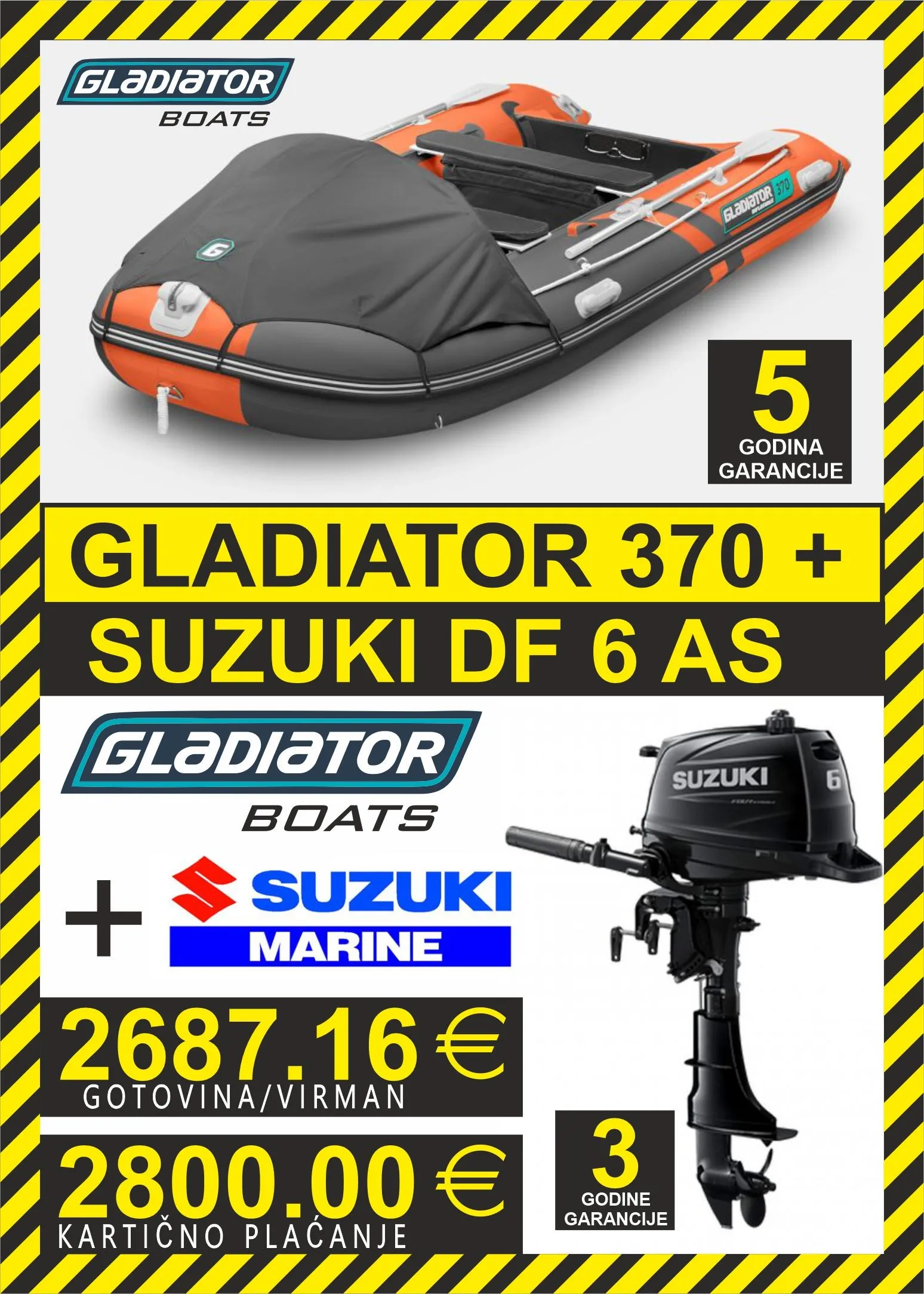 set gumenjak gladiator 370 + motori suzuki - slika 3