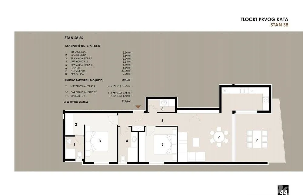 apartman na prvom katu,dvosoban blizina mora i plaže s8 - slika 3
