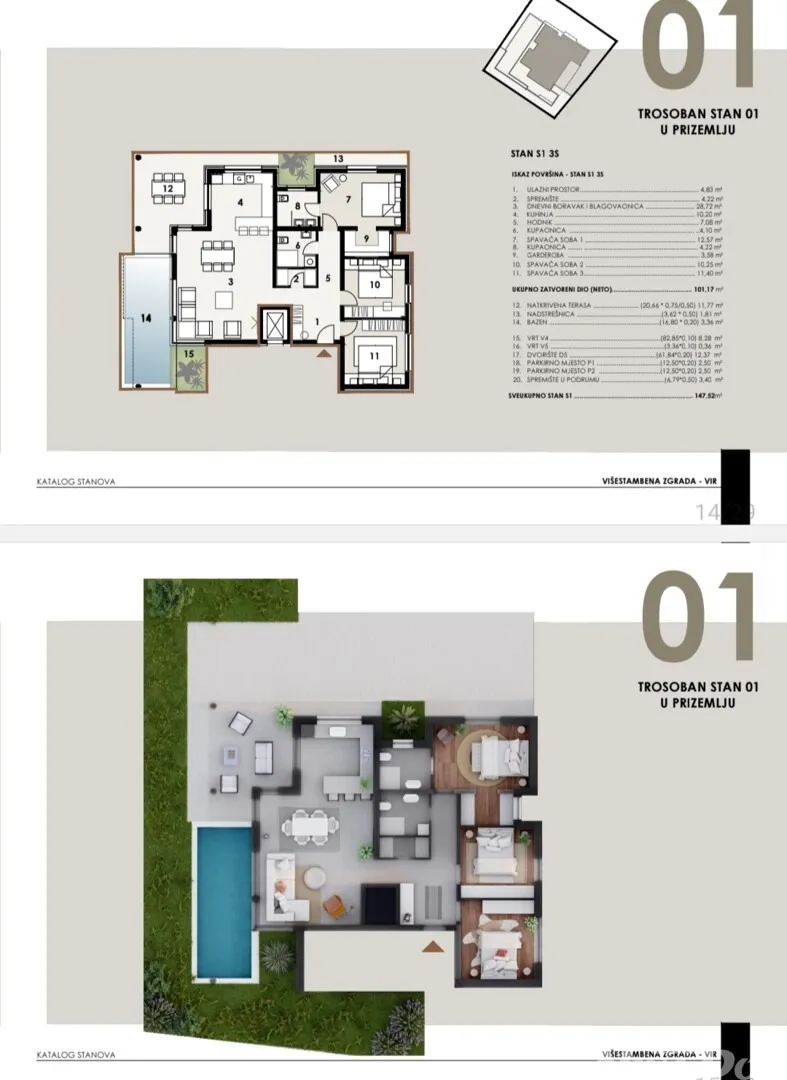 apartman u izgradnji prizemlje s bazenom. - slika 2