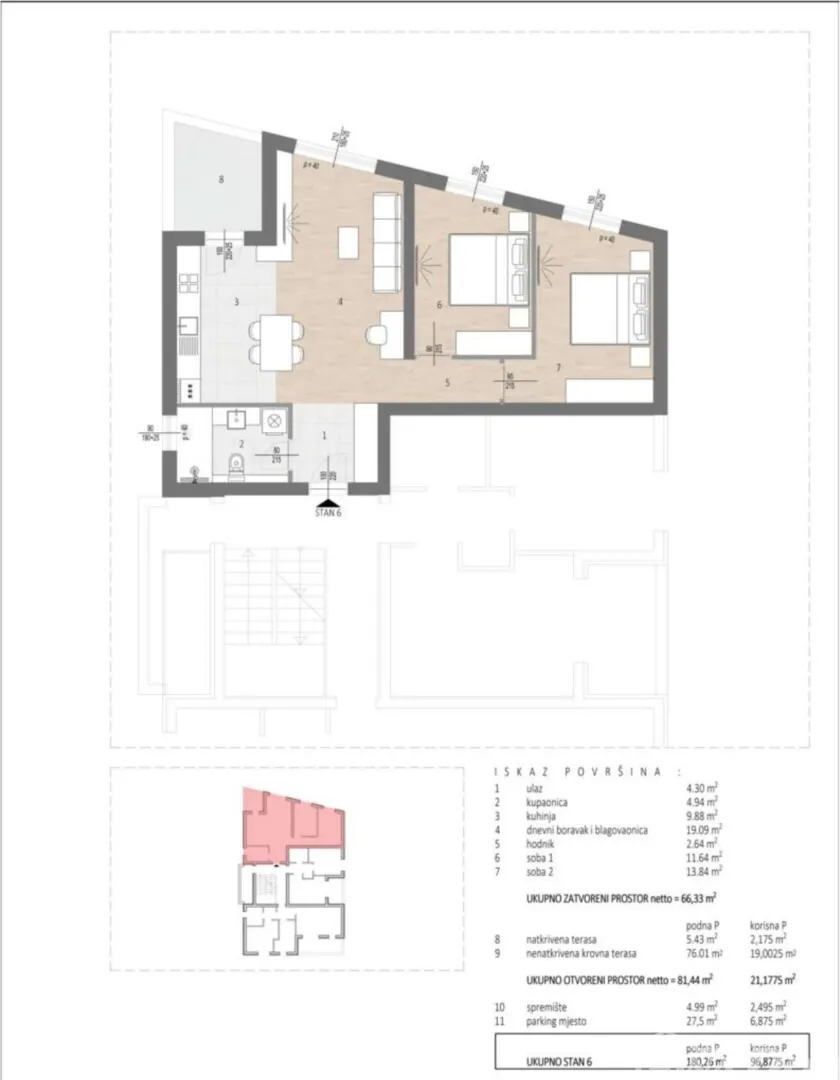 moderan stan od 97 m² s privatnom krovnom terasom - slika 3