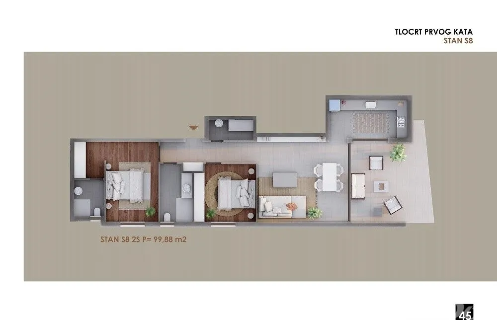 apartman na prvom katu,dvosoban blizina mora i plaže s8 - slika 4