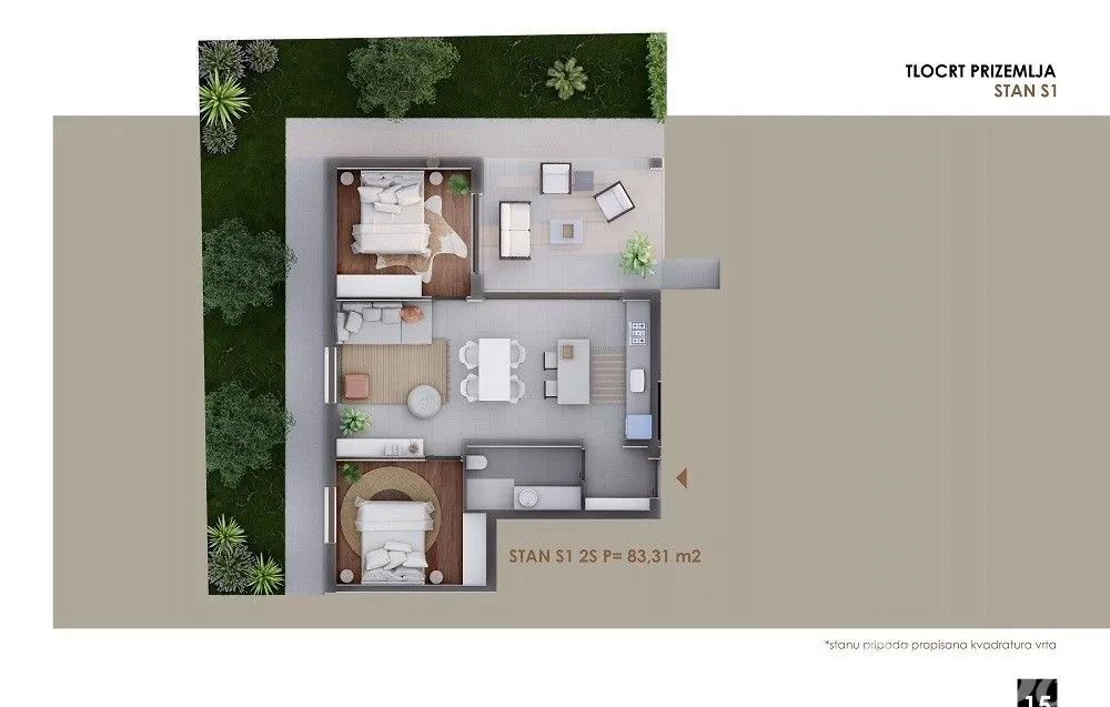apartman u prizemlju s vrtom, blizina mora i plaže - slika 11