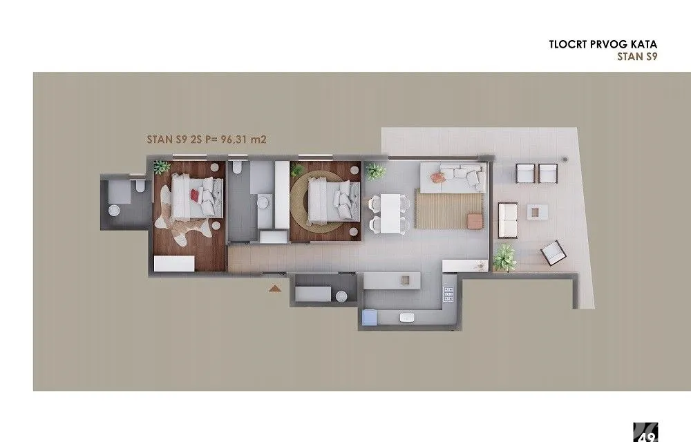 apartman na drugom katu,dvosoban blizina mora i plaže s9 - slika 4