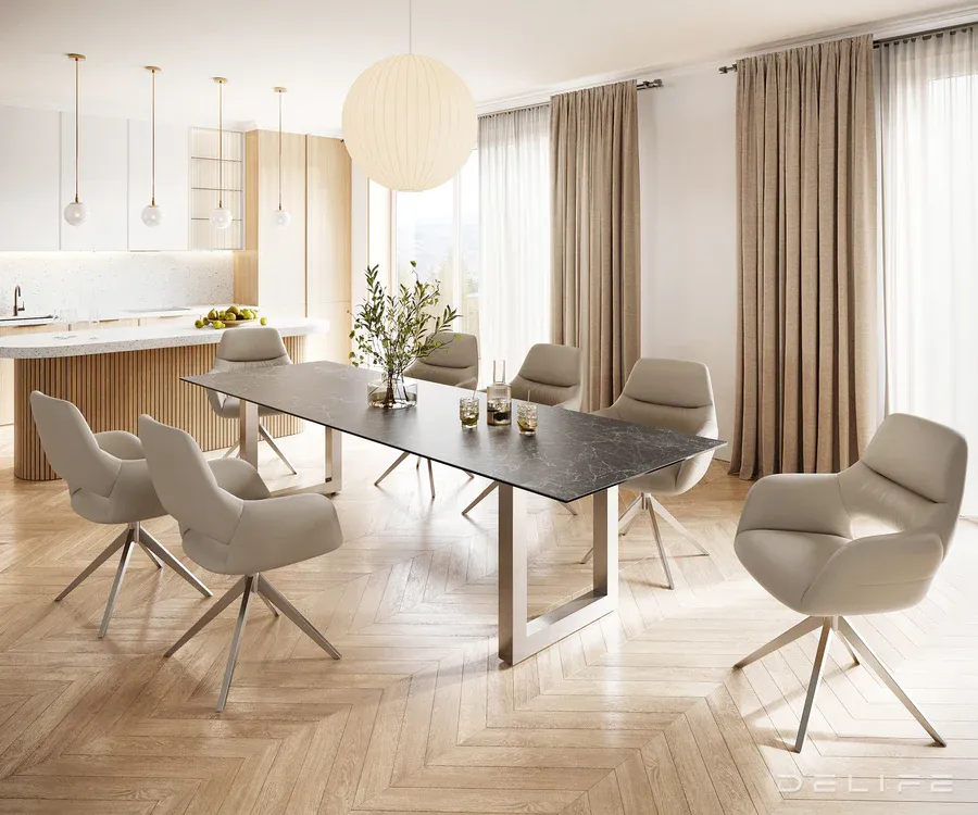 blagovaonski stol edge 300x100cm, materijal: keramika laminam nero - slika 4
