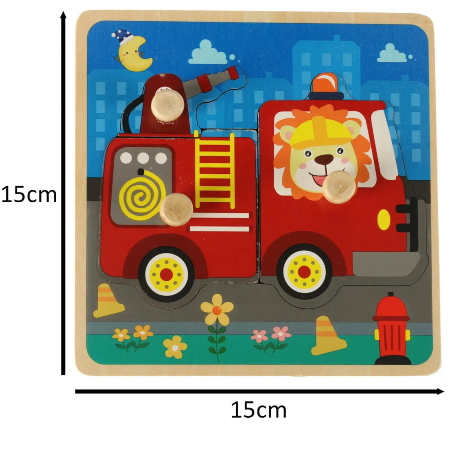 puzzle drvene – vatrogasna postaja s drškom za slaganje - slika 2