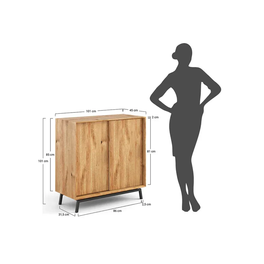 komoda modern loft 101x45cm, materijal: masivno drvo hrast - slika 10