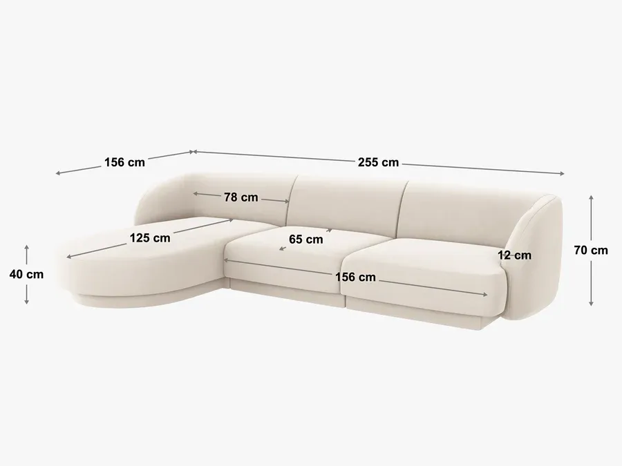 kutna garnitura miley 255x165cm, materijal: baršun - slika 6